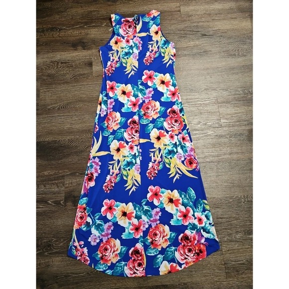 Connected Apparel‎ Women's Blue Floral Sleeveless Maxi Dress - Picture 4 of 10